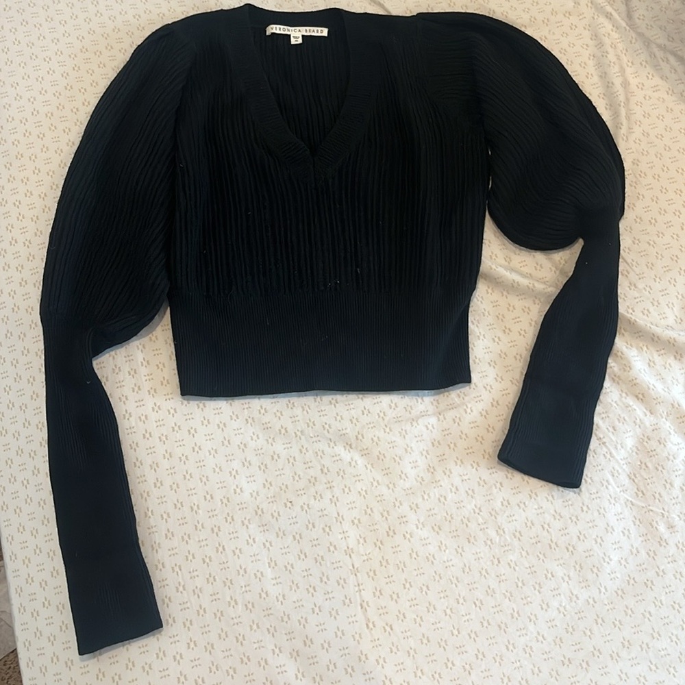 Veronica Beard Black Knit Crop Sweater